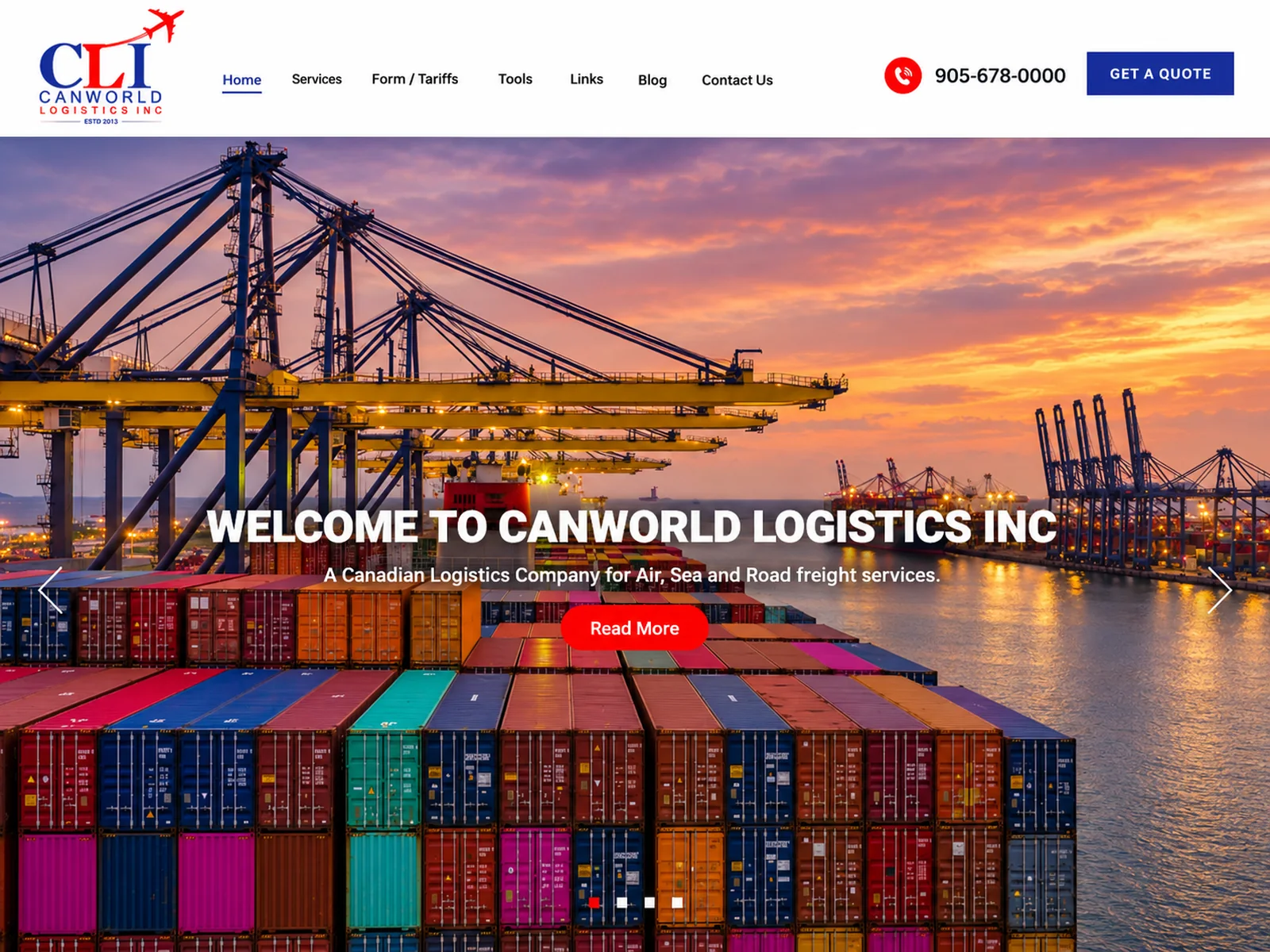 Canworld Logistics website